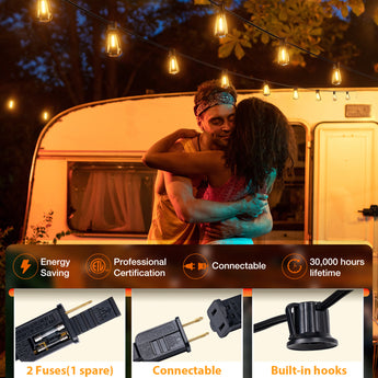 ST38 Outdoor String Lights, LED Shatterproof Bulbs, Suspended Standard Sockets, 3 Lighting Modes - 5