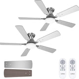48" Low Profile Ceiling Fan with Light & Remote,2 - Pack,Flush Mount, 3 - CCT Dimmable, Reversible & Noiseless - 9