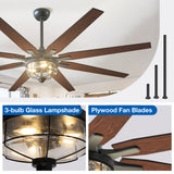 Ceiling Fan with Light – 65", 8 - Blade, Reversible DC Motor, 3CCT, Dimmable - 9