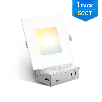 4 Inch Ultra - Thin LED Square Recessed Lighting, Slim Design, 700 Lumens - 15