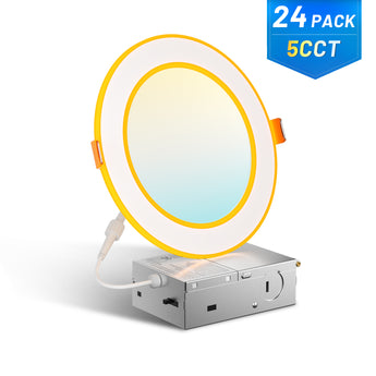 6 Inch Recessed LED Lighting With Double Ring Night Light, Slim Design, Selectable CCT, 1100 Lumens - 11
