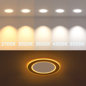 6 Inch Recessed LED Lighting With Double Ring Night Light, Slim Design, Selectable CCT, 1100 Lumens - 4