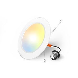 6 Inch Flat LED Recessed Can Light, Dimmable Retrofit Installation, Selectable CCT, 1050 Lumens