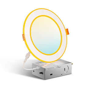 6 Inch Recessed LED Lighting With Double Ring Night Light, Slim Design, Selectable CCT, 1100 Lumens