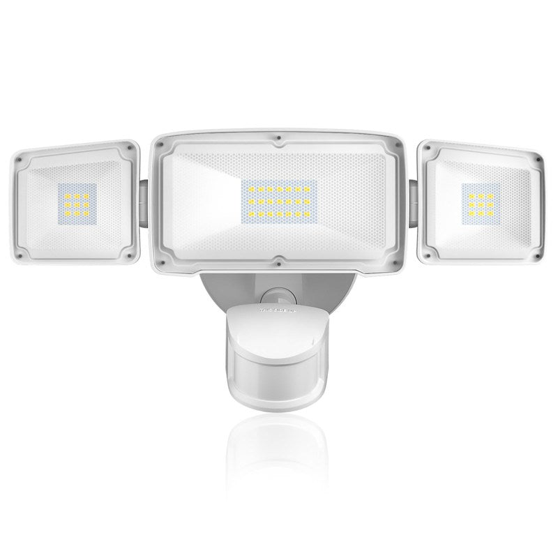 IP65 3 Head LED Security Lights With Motion Sensor, 5000K, 40W, 4000LM, retail price is as low as $29.99 per pack