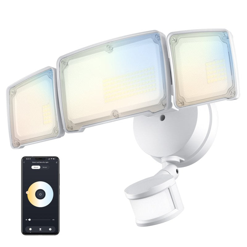 3-Head Smart Wi-Fi Security Light With Camera, 2700-6500K, 40W, 4000LM, retail price is as low as $49.99 per pack.