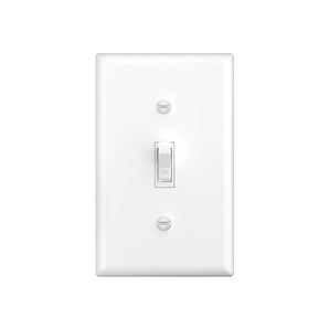 15A Single Pole Toggle Light Switch with Wall Plate & Screws - White