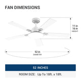 Amico 52" Downrod Mount Smart Ceiling Fan with Light, 3CCT Dimmable, 6 Speeds, Reversible DC Motor, Remote APP Alexa Control, Quiet for Home Bedroom Living Room, Black - 19