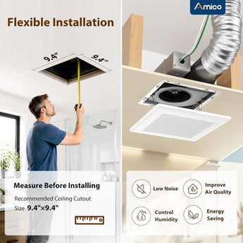 Bathroom Exhaust Fan, 3-Speed Selectable Airflow, 70-90-110 CFM, 0.5-1.0-1.5 Sones, DC Motor, ETL & FCC Certified-6