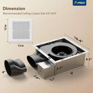 Bathroom Exhaust Fan, 3-Speed Selectable Airflow, 70-90-110 CFM, 0.5-1.0-1.5 Sones, DC Motor, ETL & FCC Certified-2