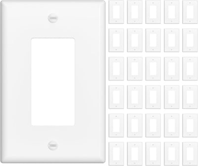 Decorative Light Switch Cover Plate and Outlet Covers, Mid-Size (4.88” X 3.12”), Unbreakable Polycarbonate, Includes Screws, UL Listed,1 Gang, White-1