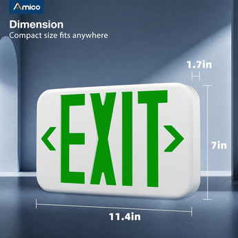 Double Sided Green LED Exit Sign, UL94V-0 Flame Retardant, Hardwired 120V/277V with 90Min Emergency Battery Backup, Commercial Exit Light for Public Buildings-2