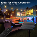 S14 Solar String Lights, Dimmable LED Bulbs, USB Port, Remote Control, 3 Lighting Modes - 6