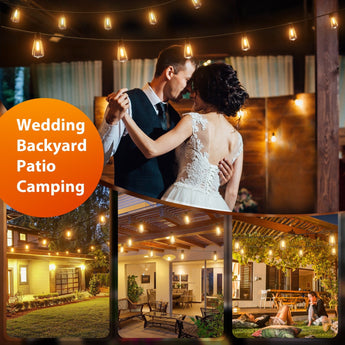 ST38 Outdoor String Lights, LED Shatterproof Bulbs, Suspended Standard Sockets, 3 Lighting Modes - 6
