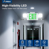 Green Double-Sided Exit Sign with Emergency Lights, Two LED Adjustable Head with Battery Backup, ETL Certified, AC 120/277V, Commercial Emergency Lights Combo for Business-6