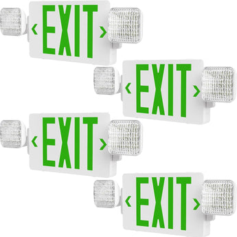Green Double-Sided Exit Sign with Emergency Lights, Two LED Adjustable Head with Battery Backup, ETL Certified, AC 120/277V, Commercial Emergency Lights Combo for Business-7
