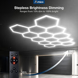 Hexagon Garage Lights Dimmable, 1 Hex Grid 48W 6000LM, 10-100% Stepless Dimming, 3500K-6500K Adjustable, Honeycomb LED Ceiling Lights with Remote & Timer for Garage, Workshop, Car Detailing-4