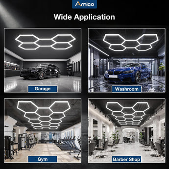 Hexagon Garage Lights Dimmable, 1 Hex Grid 48W 6000LM, 10-100% Stepless Dimming, 3500K-6500K Adjustable, Honeycomb LED Ceiling Lights with Remote & Timer for Garage, Workshop, Car Detailing-9