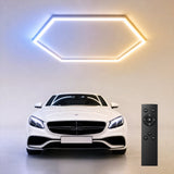 Hexagon Garage Lights Dimmable, 10-100% Stepless Dimming, 3500K-6500K Adjustable, Honeycomb LED Ceiling Lights with Remote & Timer for Garage, Workshop, Car Detailing-10
