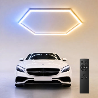 Hexagon Garage Lights Dimmable, 10-100% Stepless Dimming, 3500K-6500K Adjustable, Honeycomb LED Ceiling Lights with Remote & Timer for Garage, Workshop, Car Detailing-10