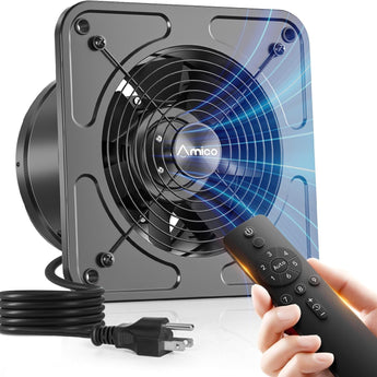 Kitchen Exhaust Fan with Remote, 686 CFM High Airflow EC Motor Ventilation Fan, 9 - Speed Adjustable, 29W Energy Efficient, Timer, Low Noise 50dB, Black for Kitchen, Garage, Attic & Greenhouse, FCC Certified - 1