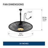 Outdoor Ceiling Fan with Light for Patios, 24 inch Black Waterproof Gazebo Fan with Remote&APP Control, Reversible, Dimmable, Plug in Hook Mount Portable Fan for Garage Pergola Porch Canopy Visit the addlon Sto-3