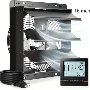 Shutter Exhaust Fan 8 - Speed , 1238 CFM DC Vent Fan with Thermostat Humidity Control for Attic Garage Chicken Coop - 13