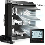 Shutter Exhaust Fan 8 - Speed , 1238 CFM DC Vent Fan with Thermostat Humidity Control for Attic Garage Chicken Coop - 12