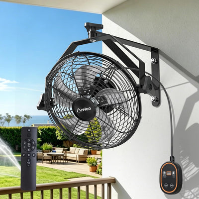 Wall Mount Fan 9 - Speed High Velocity , 1050 CFM Brushless DC Metal Fan with Remote, Industrial Fan for Garage Warehouse Patio Outdoor - 1