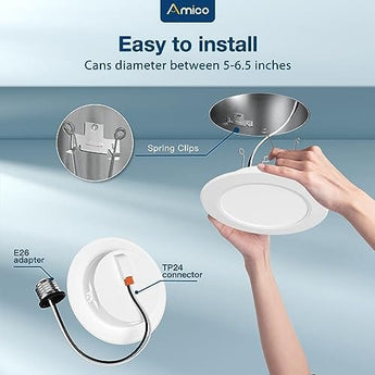 12/20 Pack 5/6 Inch Plastic Flat Panel Led Retrofit Can Lights, 5CCT 2700K/3000K/4000K/5000K/6000K,12W, 1050LM - 2