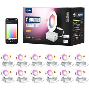 12 Pack White Smart Wifi Slim Recessed Led Light, 2700-6500K Color Changin